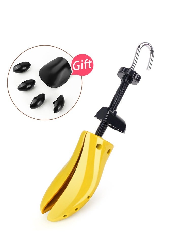 أداة شد الأحذية، أداة شد الأحذية الاحترافية، شجرة أحذية بلاستيكية متينة بطول وعرض قابل للتعديل، أداة تشكيل أحذية متينة للرجال والنساء والأطفال، مقاس كبير أصفر - Image 1